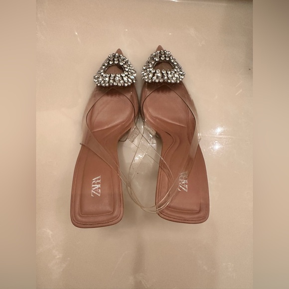Zara embellished vinyl slingback heels. Size 6. - Picture 9 of 9